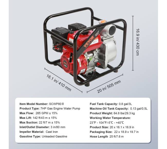 Benzininis vandens siurblys 7AG 3 colių6