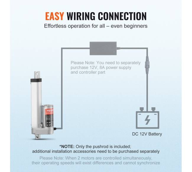 Linijinis 12V srovės pavaras 100mm 1500N5