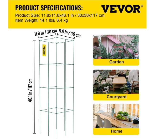 Pomidorų atramos iš plieno, 30 x 117 cm6