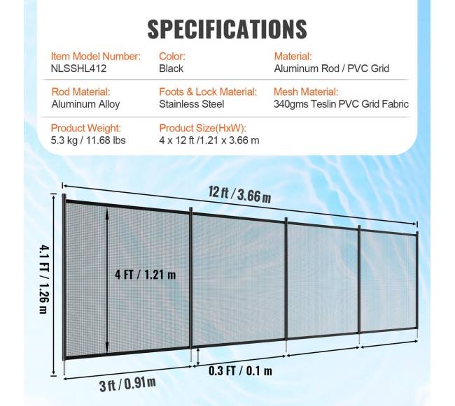 Baseinas tvora 4 x 12 FT vaikų saugumui6