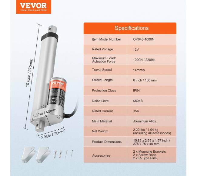 Linijinis pavaras 12V 150 mm IP54 apsauga6