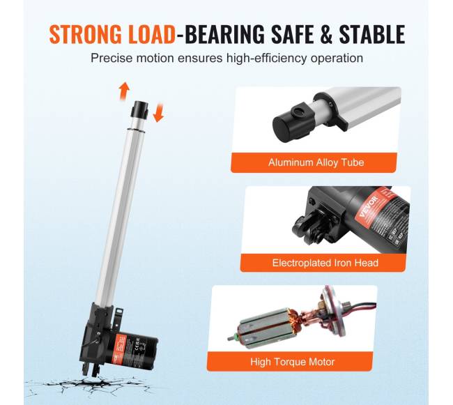 12V linijinis pavaras, 350 mm, 6000N4