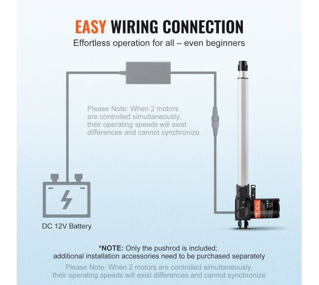 12V linijinis pavaras, 350 mm, 6000N5