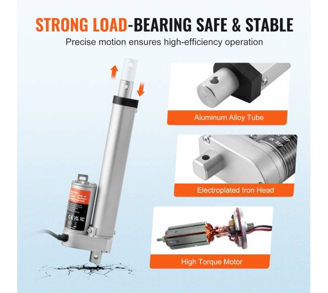 12V 15cm linijinis pavaros aktuatorius su IP544