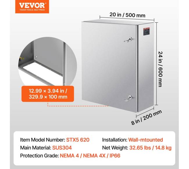 Nerūdijančio plieno elektros dėžutė, IP666