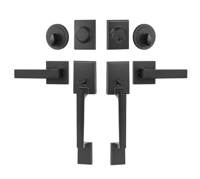 Dvigubų durų rankenų komplektas juodas0