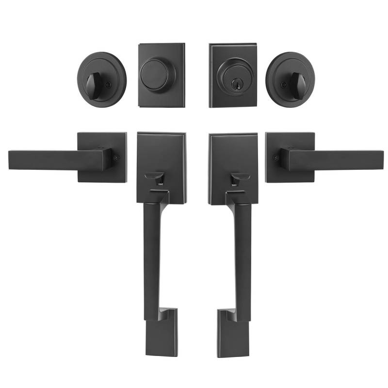 Dvigubų durų rankenų komplektas juodas0