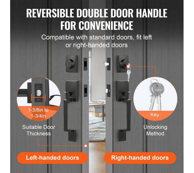 Dvigubų durų rankenų komplektas juodas4