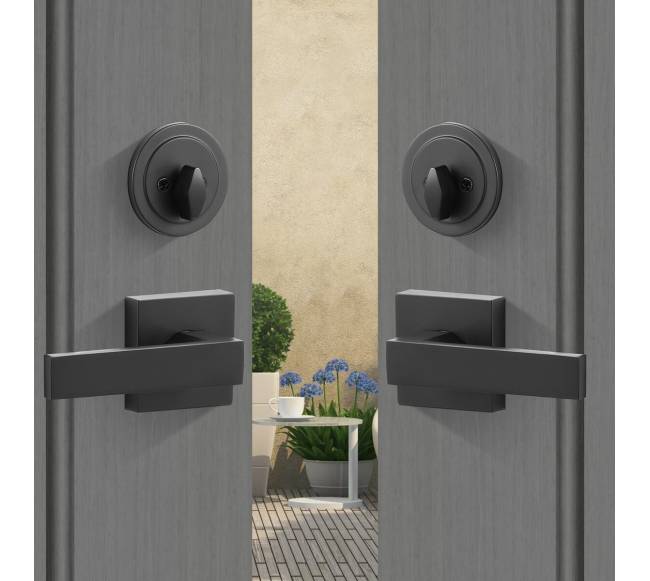 Dvigubų durų rankenų komplektas juodas7