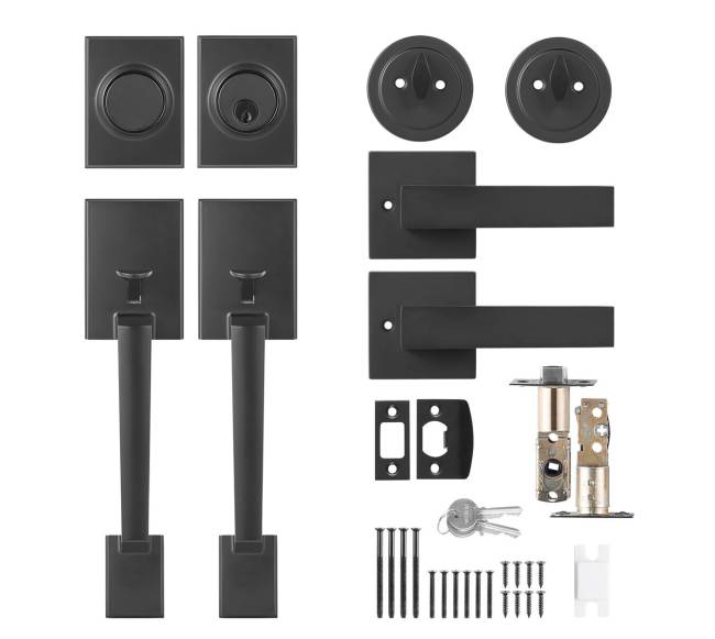 Dvigubų durų rankenų komplektas juodas8