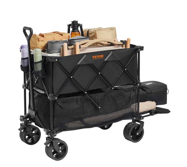 Sulankstomas dviejų aukštų vežimėlis su visureigio ratais0