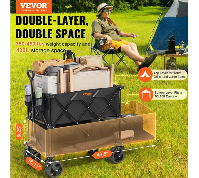 Sulankstomas dviejų aukštų vežimėlis su visureigio ratais1