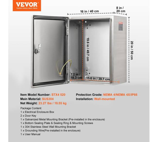 Nerūdijančio plieno elektros dėžė, IP666