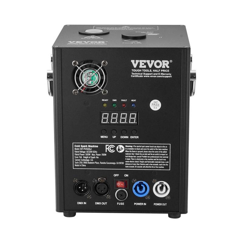 Šalto efekto fejerverkų mašina 500W 2-4M renginiams0