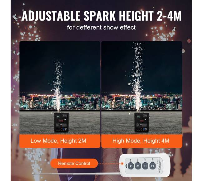 Šalto efekto fejerverkų mašina 500W 2-4M renginiams2