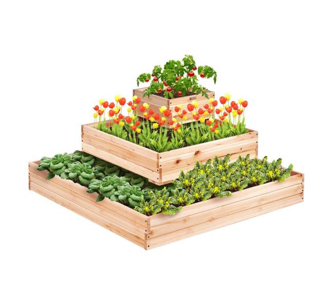 Pakeltas medinis darželis 113 x 113 x 51 cm0