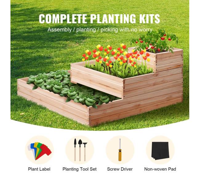 Pakeltas medinis darželis 113 x 113 x 51 cm2