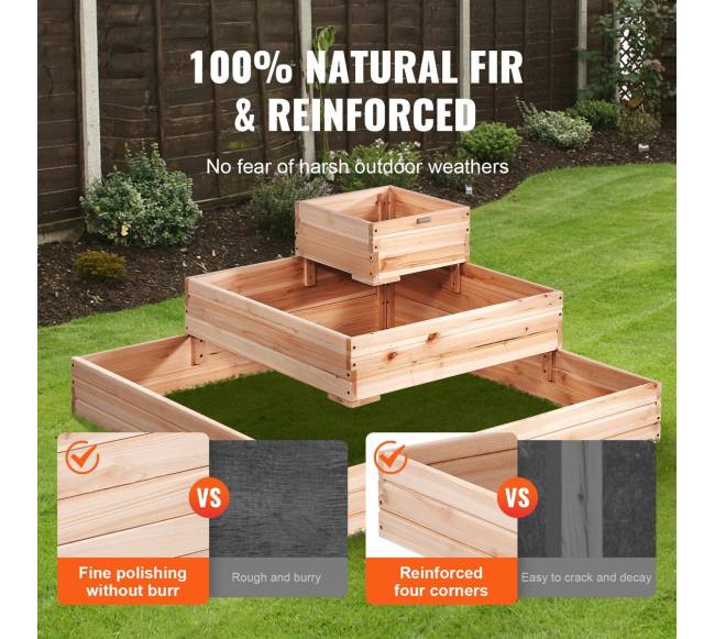 Pakeltas medinis darželis 113 x 113 x 51 cm3