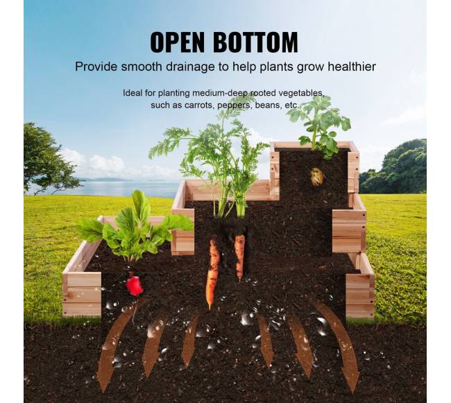 Pakeltas medinis darželis 113 x 113 x 51 cm5