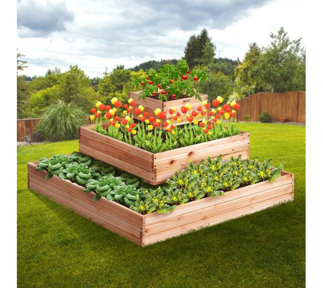 Pakeltas medinis darželis 113 x 113 x 51 cm7