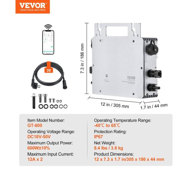 Saulės mikro keitiklis 600W atsparus vandeniui6