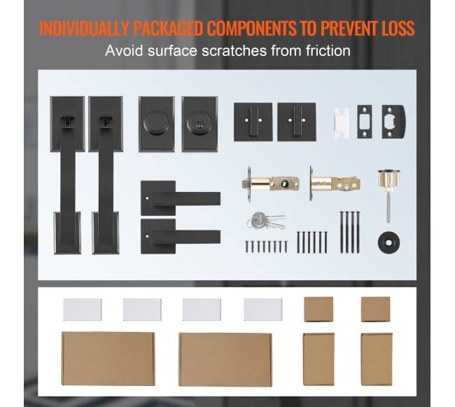 Dviejų durų rankenų komplektas, matinė juoda3