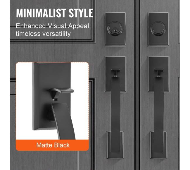 Dviejų durų rankenų komplektas, matinė juoda5