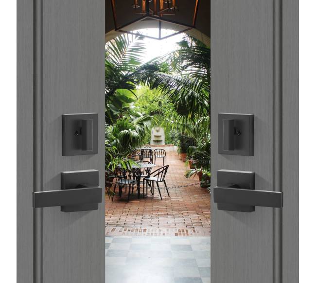 Dviejų durų rankenų komplektas, matinė juoda7