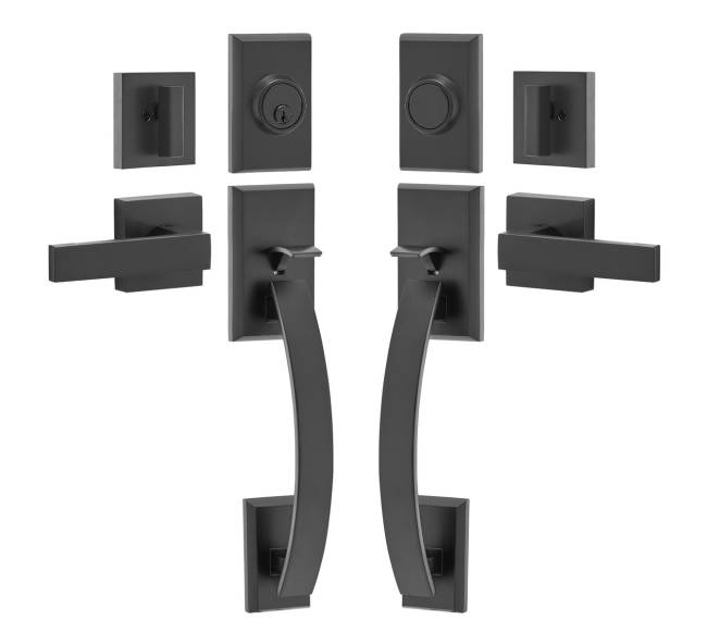 Dviejų durų rankenų komplektas, matinė juoda9