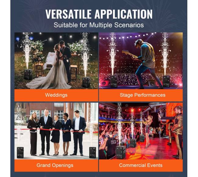 Šalto žiežirbų fejerverkų mašina x2 700W 2-5m renginiams5