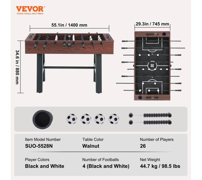 Fusbolo stalas 140 cm su priedais6