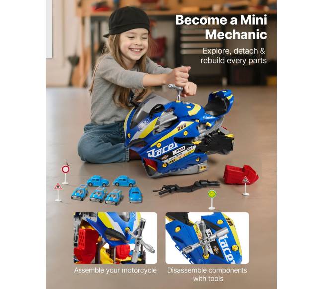 Vaikiška motociklo variklio dirbtuvė, 25 dalys2