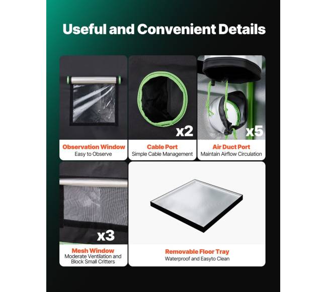 Patalpų auginimo palapinė 150x150x200 cm5