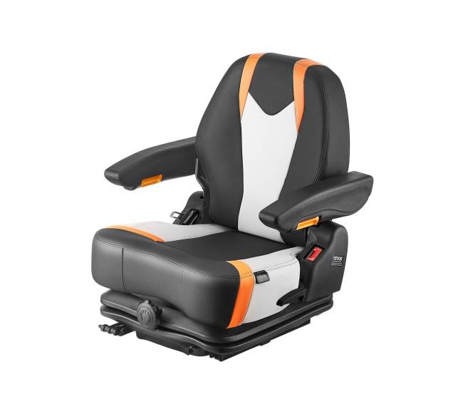 Universalus šakinio krautuvo sėdynė su reguliuojama atlošu0